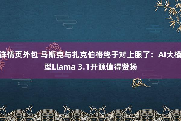 详情页外包 马斯克与扎克伯格终于对上眼了：AI大模型Llama 3.1开源值得赞扬