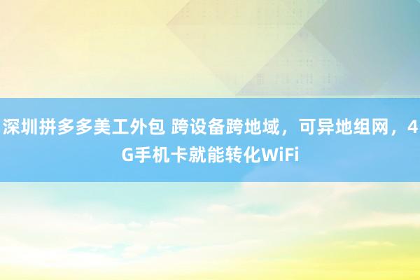 深圳拼多多美工外包 跨设备跨地域，可异地组网，4G手机卡就能转化WiFi