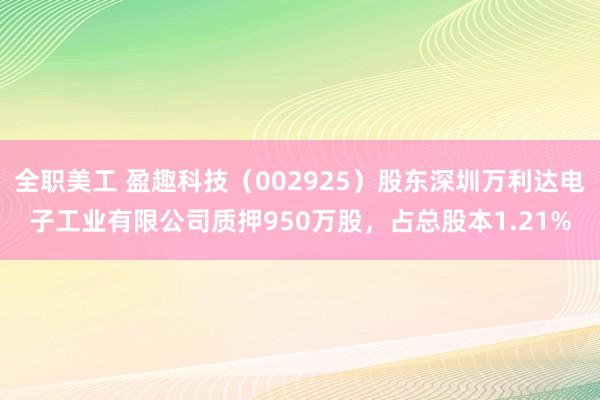 全职美工 盈趣科技（002925）股东深圳万利达电子工业有限公司质押950万股，占总股本1.21%