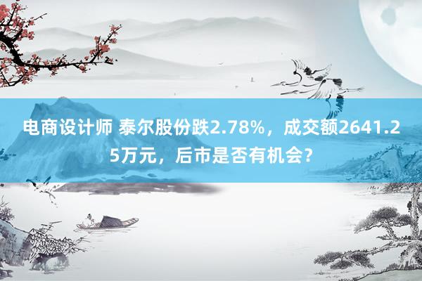 电商设计师 泰尔股份跌2.78%，成交额2641.25万元，后市是否有机会？