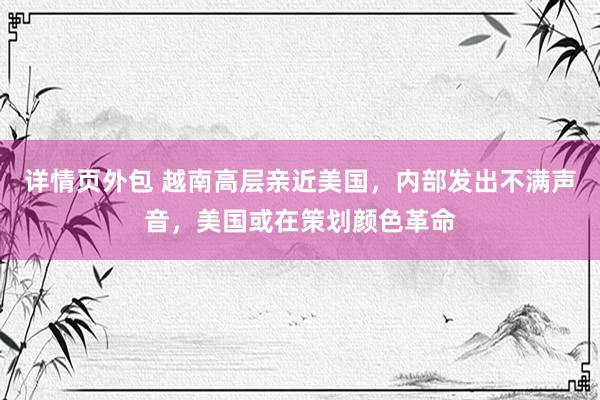 详情页外包 越南高层亲近美国，内部发出不满声音，美国或在策划颜色革命