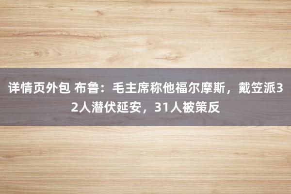 详情页外包 布鲁：毛主席称他福尔摩斯，戴笠派32人潜伏延安，31人被策反