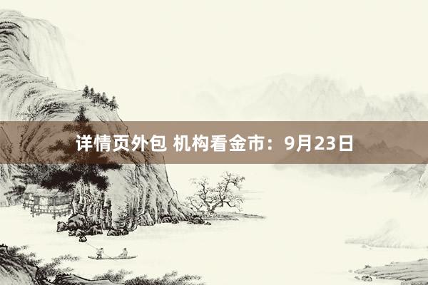 详情页外包 机构看金市：9月23日